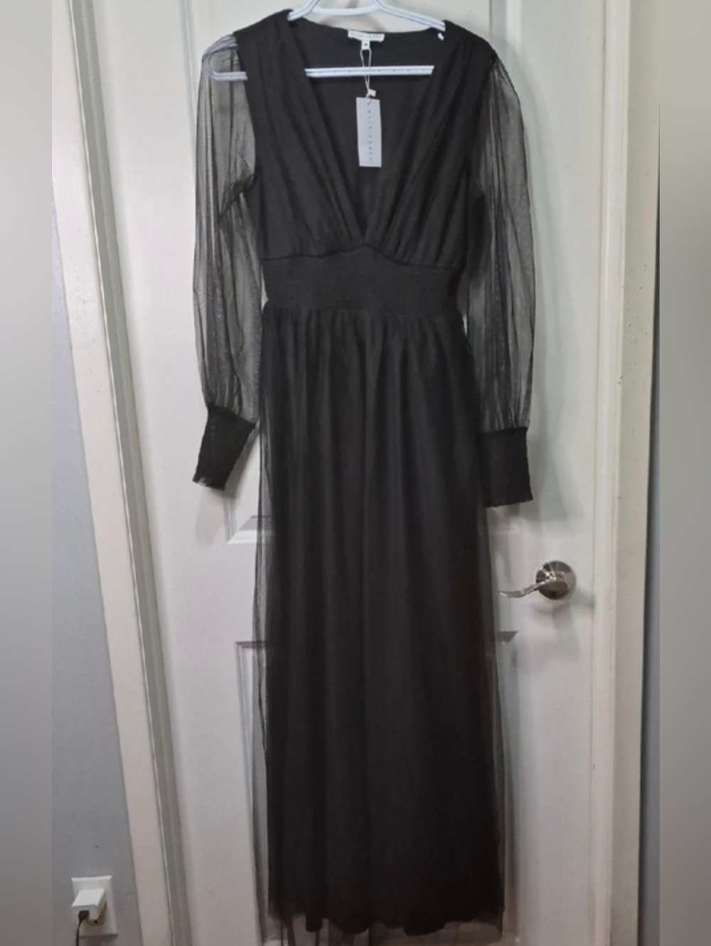 Baltic Born Layla Tulle Black Sheer-Mesh Long Sleeve Maxi Dress - Picture 15 of 15